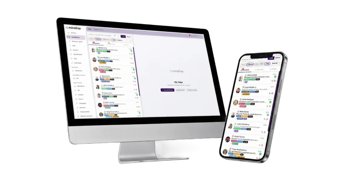 mindZap multiatendimento - desktop e mobile
